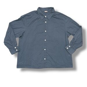 Eberjey Organic Cotton Long Sleeve Blue Button Front Top Sz‎ M